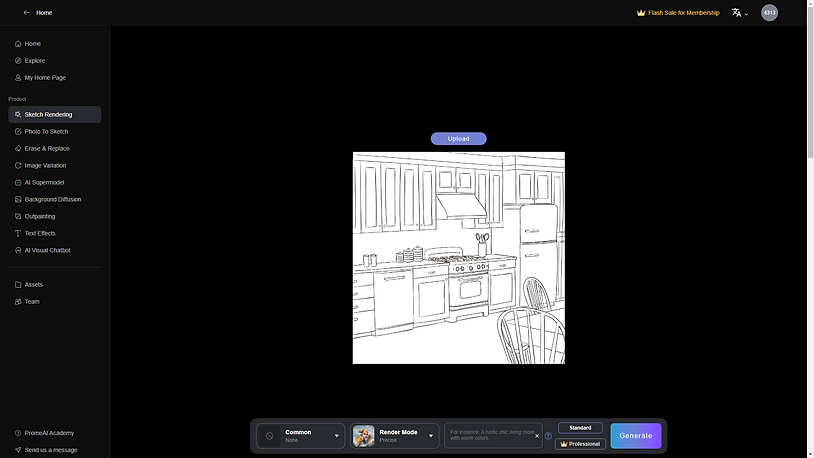 Prome.ai Sketch Rendering tool