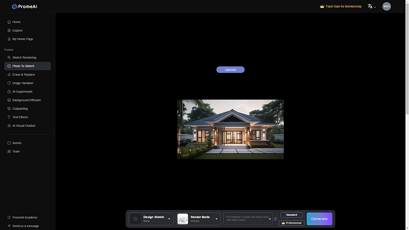 Prome.ai Photo to sketch tool