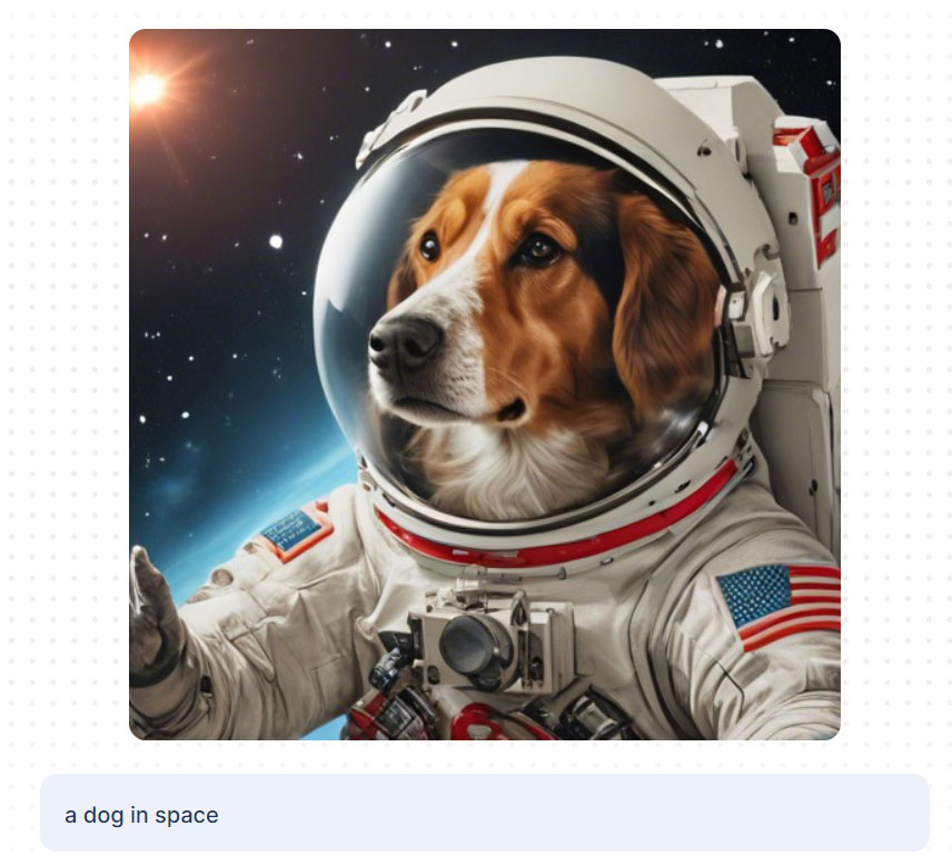 כלב בחלל שנוצר בעזרת AI