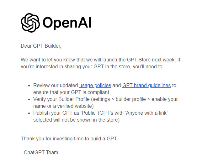ההודעה ש-OpenAI שלחו ל-GPT Builders