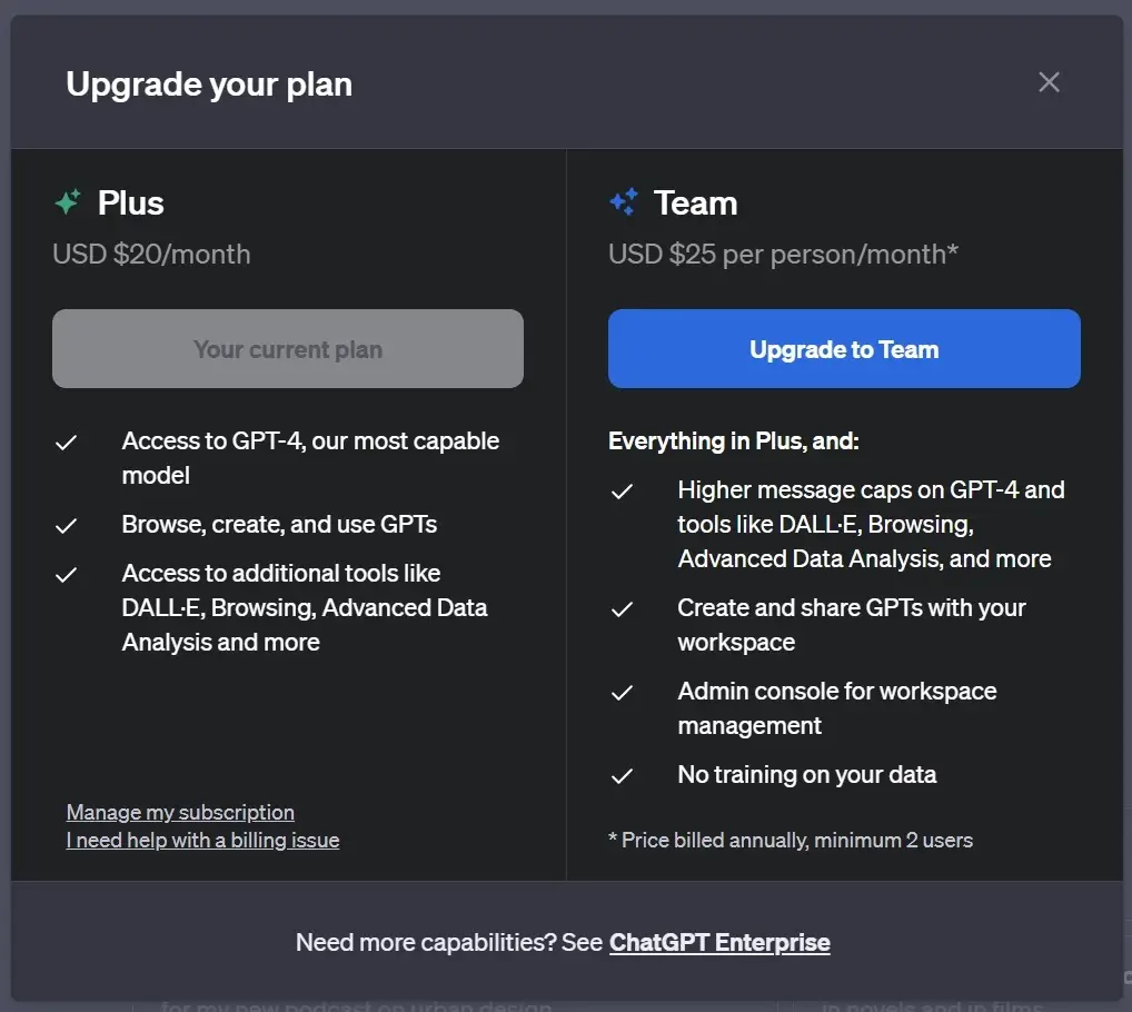 chatgpt team plan