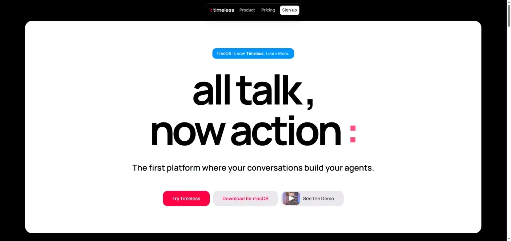 סקירת כלי בינה מלאכותית timeless לשעבר timeos