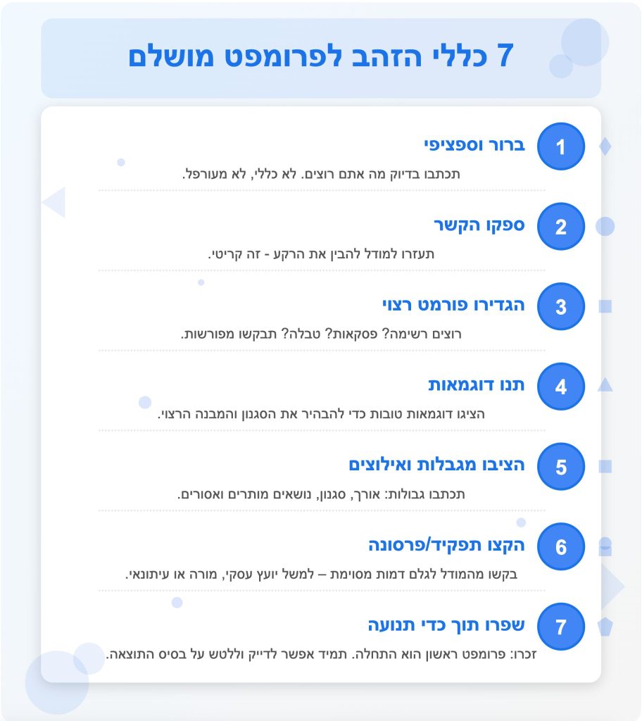 7 כללי הזהב להנדסת פרומפטים