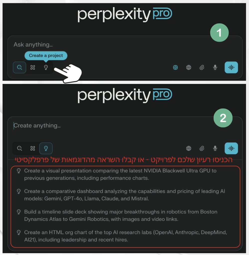 ממשק העבודה של Perplexity Labs