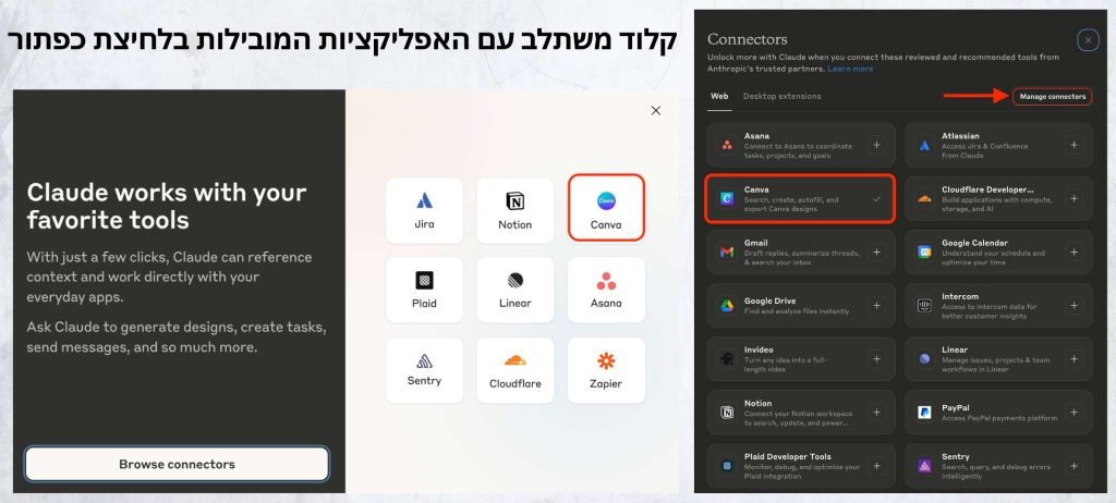 מגוון החיבורים של קלוד