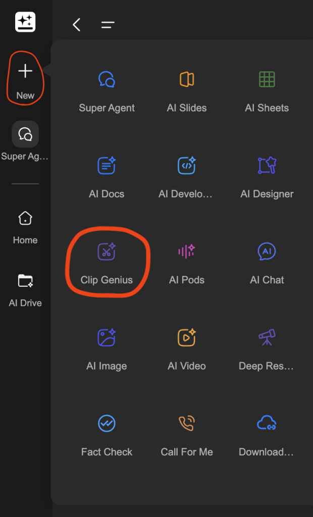 מגוון האפשרויות בפלטפורמה של Genspark