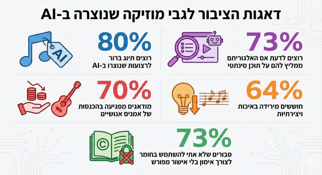חששות הציבור משימוש בבינה מלאכותית (AI) בתעשיית המוזיקה