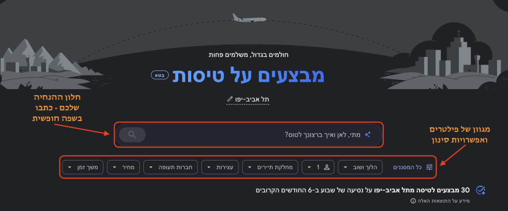 איך מחפשים דילים וטיסות