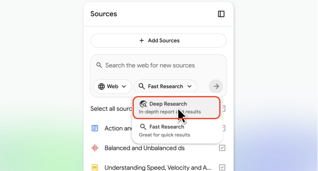 חיפוש עמוק דרך NotebookLM