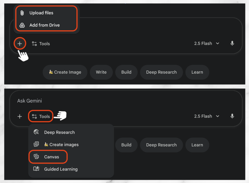 איך מעלים מסמך ומפעילים את ה-Canvas