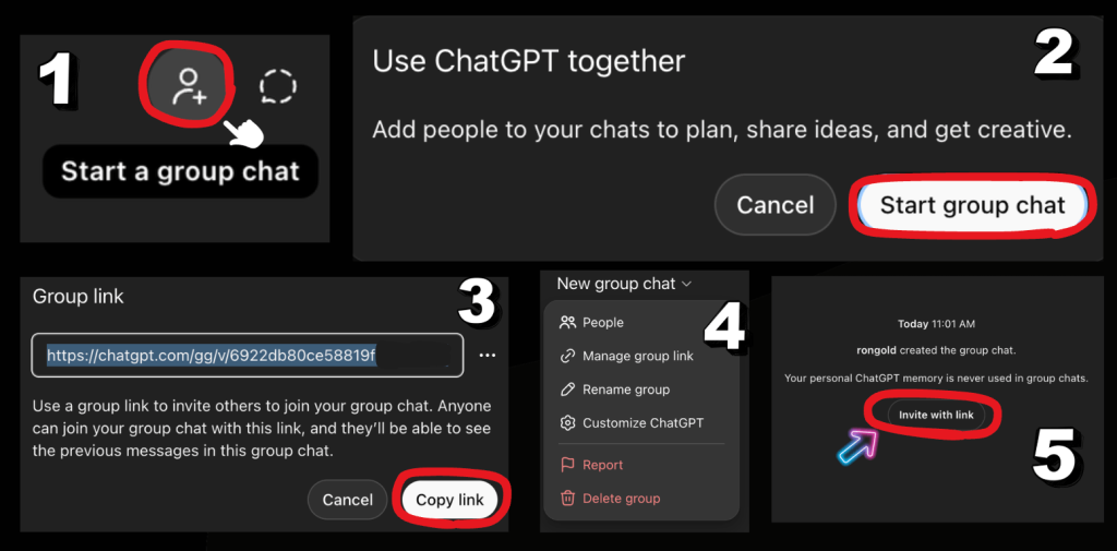 השלבים ליצירת צ'אט קבוצתי ב-ChatGPT