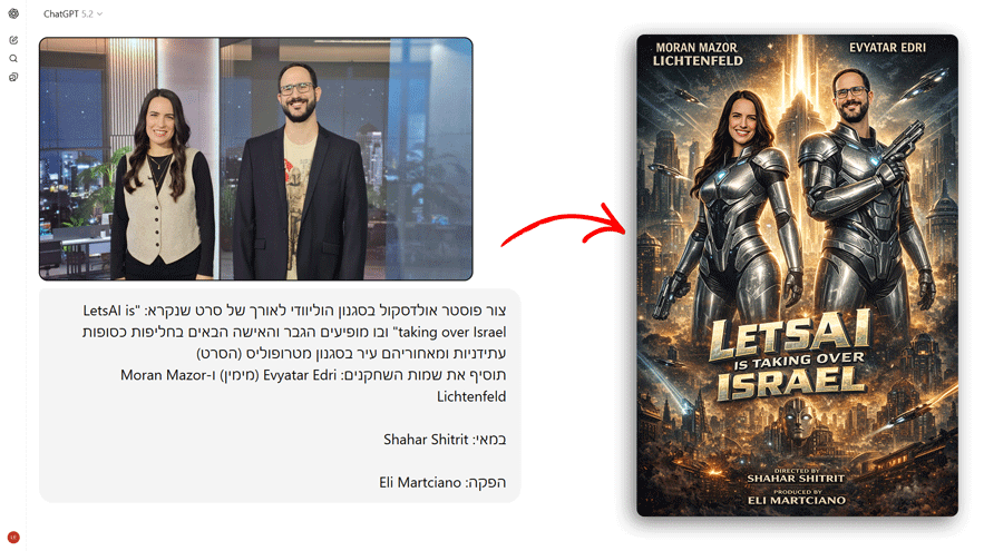 דוגמה לפרומפטינג ותוצר ב-ChatGPT Images