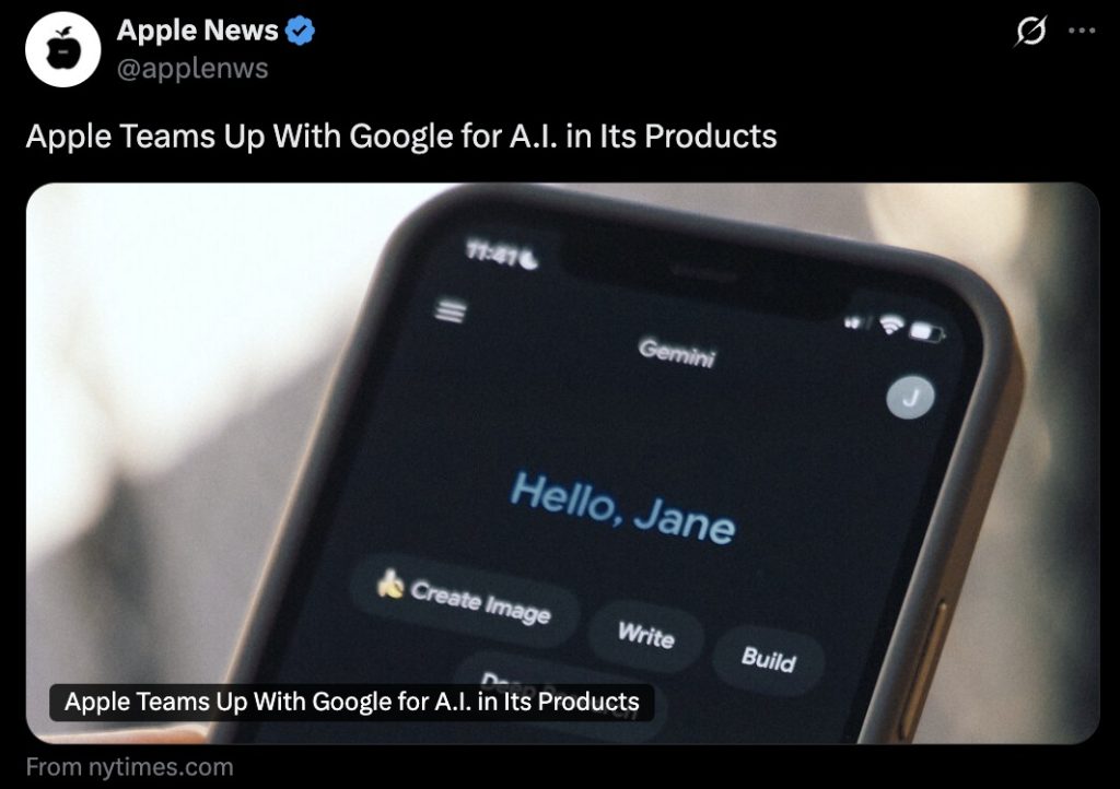 העסקה בין אפל לגוגל מסמנת תפנית משמעותית בתעשיית ה‑AI