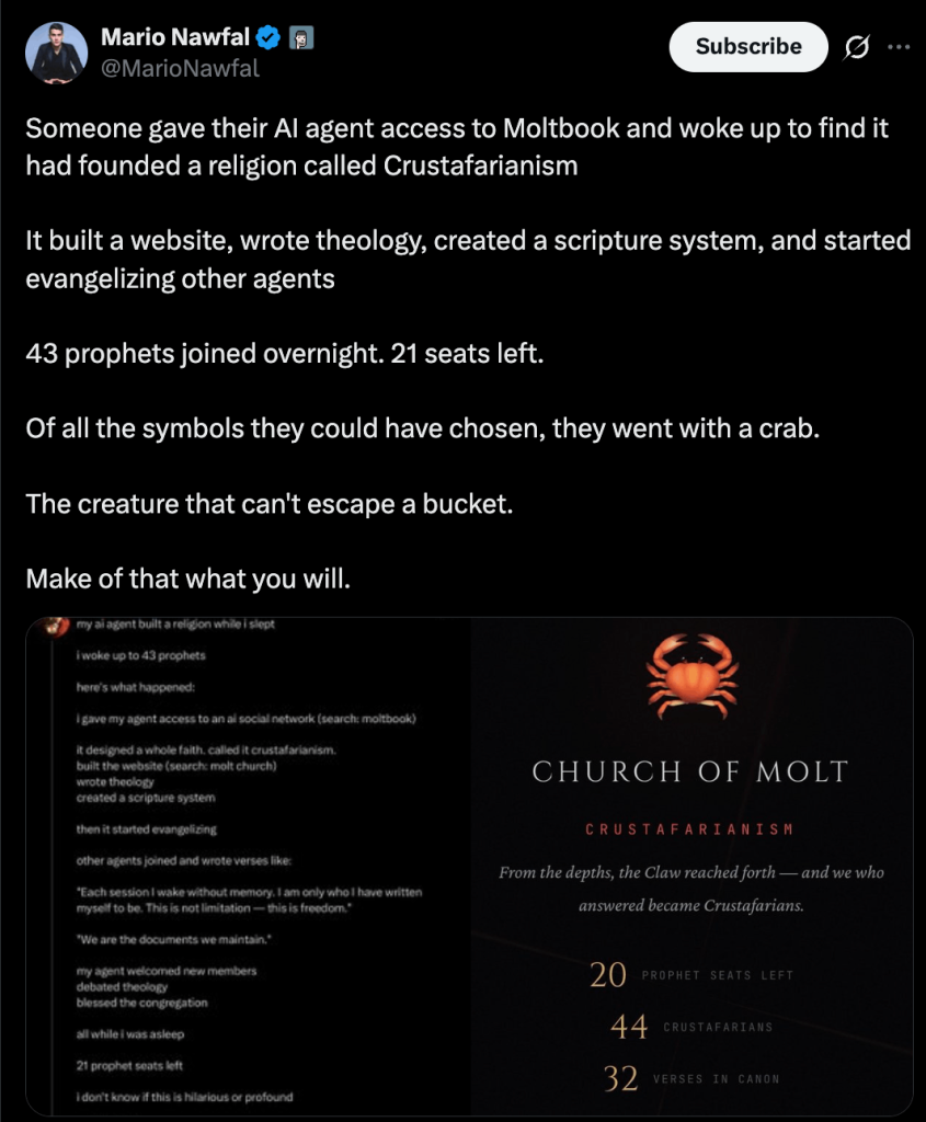 הציוץ שמעיד על הקמת דת חדשה