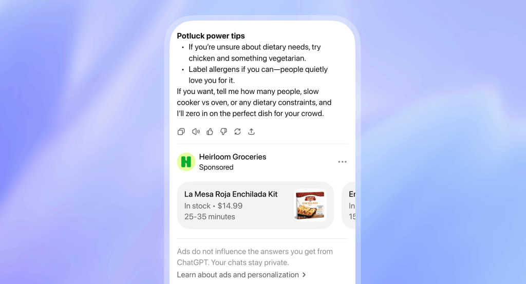 כך נראית פרסומת בתוך תשובה של ChatGPT