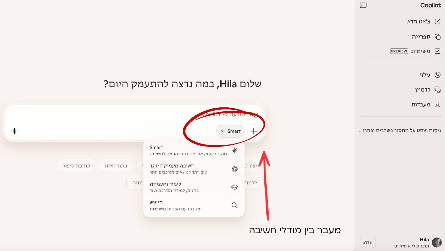 מעבר בין מודלי חשיבה