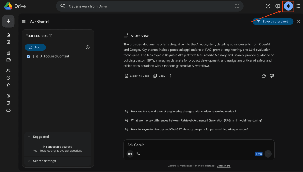  Ask Gemini בתוך Google Drive