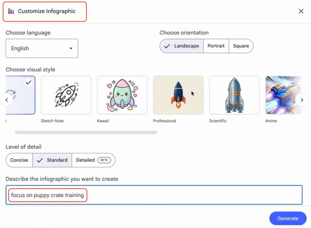 אפשר לבחור סגנון מובנה וגם לתאר מה אתם רוצים