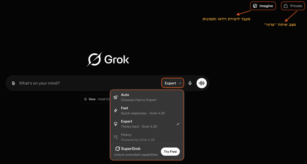 אפשרויות בחירה למשתמש