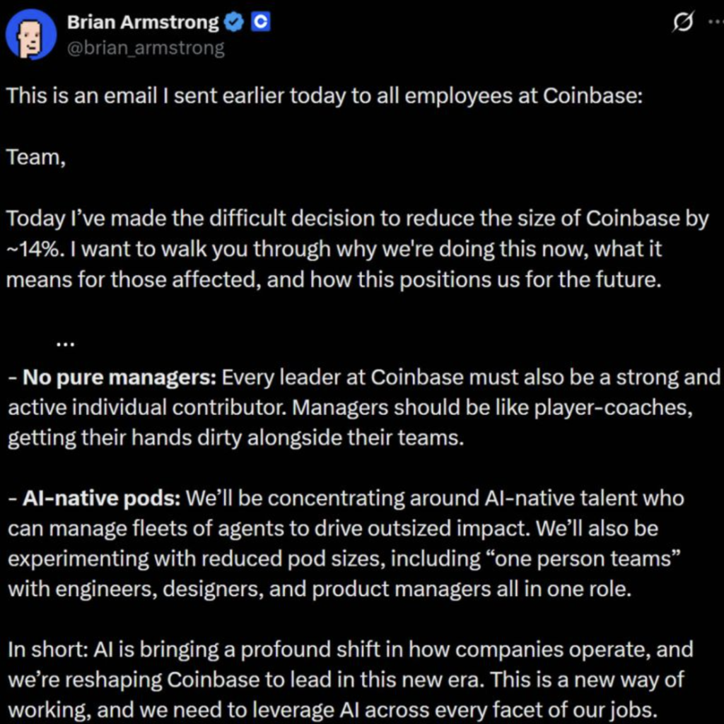 המייסד והמנכ"ל של Coinbase מצייץ ברשת. 