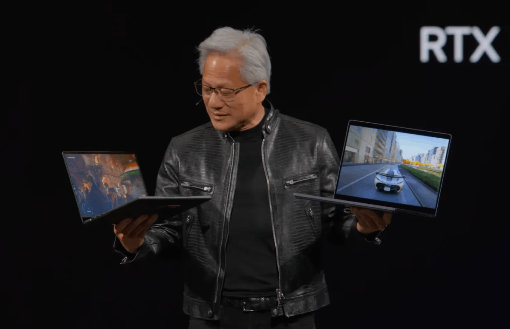 ג׳נסן הואנג, מנכ״ל NVIDIA, מציג את דור מחשבי RTX Spark, שנועדו להריץ סוכני AI מקומיים ישירות על מחשבי Windows.