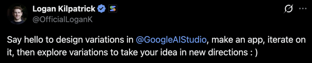 לוגן קילפטריק מציג את Design Variations ב-Google AI Studio