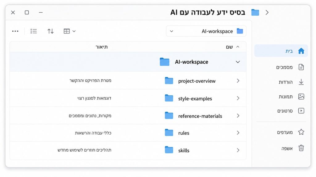 בסיס ידע יכול להתחיל מתיקייה פשוטה