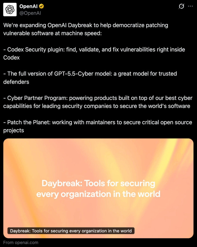 OpenAI מרחיבה את Daybreak ומשיקה את GPT-5.5-Cyber לאבטחת תוכנה